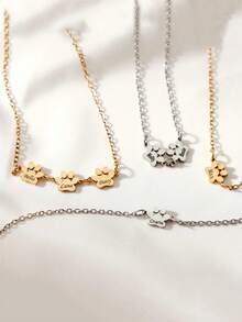 1PC Custom Personalized Paw Print Multi Name Bracelet, Stainless Steel Bracelet, Custom Pet Name Bracelet, Teen Minimalist Jewelry, Custom Bracelet, Can Be Customized With 1-3 Names, Minimalist Dog And Cat Paw Jewelry, Pet Lovers Gifts, Valentine's Day Gifts, Mother's Day Gifts, Teen Birthdays, Personality Anniversary Gifts - Multicolor - View 3