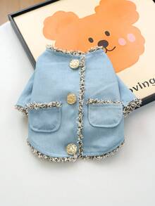 1pc Pet Clothes, Cute & Stylish Outfit For Small Dogs & Puppies, Comfortable & Breathable Jacket - Blue - View 15