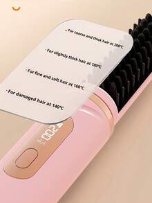 New USB Rechargeable Portable Negative Ion Straightening Brush, Volumizing High Crown Styling Tool, Wireless Charging Hair Straightener, Compact Multi-Function Hair Straightener, Gentle On Hair - Multicolor - View 9