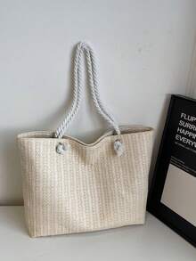 大容量草编手提包，女士新款夏季多功能单肩包，适合海滩、度假、通勤等场合。 - 彩色 - 查看 13