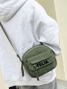 Customizable Elegant Corduroy Crossbody Bag,Customizable Multi Pocket Mini Corduroy Casual Commuter Zipper Crossbody Bag, Customizable New Fashion Unique Small Square Shoulder Bag,Custom Perfect Underarm Bag For Commuting,Versatile Commuter & Student Shoulder Bag, Fashionable Crossbody Bag - Multicolor - View 9