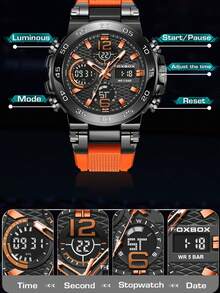 Reloj de hombre LIGE, reloj deportivo, reloj electrónico de moda con doble pantalla, luminoso, alarma y resistente al agua - Negro - Ver 4