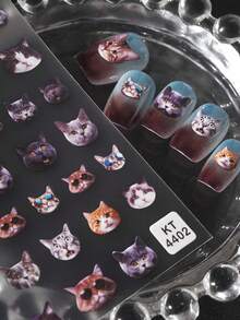 Beautizon Nailartlab 1pc Cute & Realistic Cat Nail Art Stickers, Waterproof Pet Pattern Nail Decals, Suitable For DIY Nails And Nail Salons - Multicolor - View 8