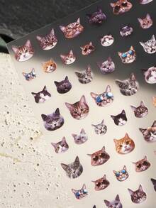 Beautizon Nailartlab 1pc Cute & Realistic Cat Nail Art Stickers, Waterproof Pet Pattern Nail Decals, Suitable For DIY Nails And Nail Salons - Multicolor - View 4