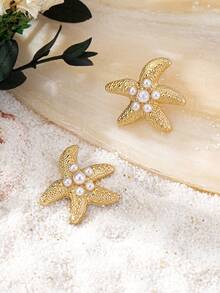 1对时尚优雅的极简主义海星耳钉（女士款） - 海星 - 查看 21