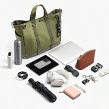 CY Travel Inspira Bolsa Tote para Laptop 15.6 Pulgadas Gran Capacidad Correa Desmontable para Bandolera Incluida Organizador Integrado Ideal para Trabajo Viajes Escuela y Uso Diario - VerdeMediano - Ver 4