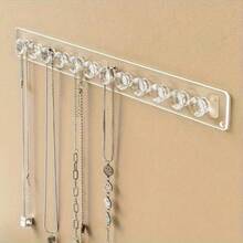 1pc Jewelry Organizer Rack, Holds Necklaces, Bracelets, Earrings And Rings, Transparent Wall-Mounted Display Shelf, Suitable For Vanity, Mirror Cabinet, Multi-Function Hooks, Jewelry Storage Hanger, Ideal For Dorm And Back To School Season - Multicolor - View 3