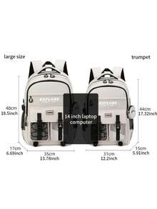 男士背包，大容量轻便旅行包，大学生高中返校背包，休闲多功能背包，多隔层设计方便收纳科学用品，带电脑隔层，适合日常通勤，电脑包 - 彩色 - 查看 3