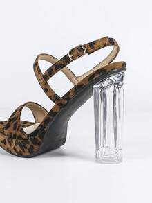 Nightclub Style Buckle Leopard Print High Heel Sandals - Leopard - View 8