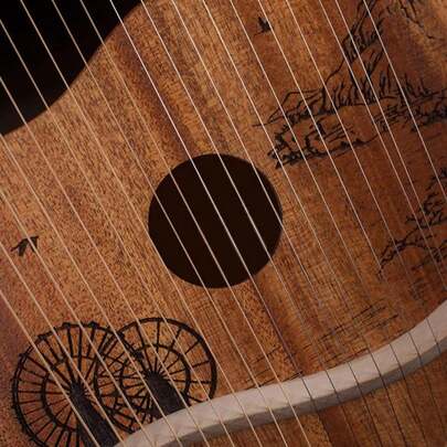 Lyre à 19 cordes métalliques, instrument de musique en bois composite avec clé d'accordage et manuel d'utilisation. Idéal pour les débutants et les amateurs de musique