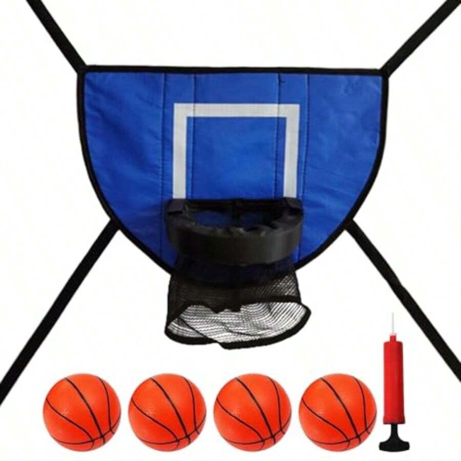 ASDF-Aro De Baloncesto De Trampolín Trampolín De Baloncesto con 4 Pelotas Y Bomba Accesorios para Cama Elástica De Interior Y Exterior para Niños Y Adultos - Azules - Ver 1