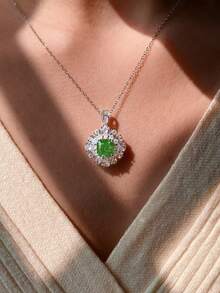 1件925纯银时尚钻石项链，精致优雅的女士项链，适合日常佩戴、约会、新年、情人节等场合，是送给女士的珍贵珠宝礼物。 - 銀色 - 查看 4