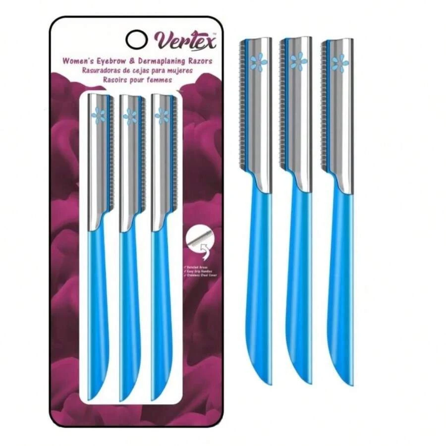Facial Razor Hair Removal - Dermaplaning Tool Peach Fuzz Remover Trimmer Women Remove Fine Hair Blue Eyebrow Razors Dermaplane Face Shavers Exfoliating Sensitive Skin Travel Essential - White - View 1