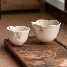 手绘粉色兰花口杯陶瓷功夫茶杯，茶杯，茶具，水杯 - 彩色 - 查看 7