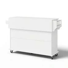 Kitchen Island With Fold-Down Worktop, Rolling Cart, 4-Door And 1-Drawer Kitchen Unit, Integrated Spice Racks In The  , Double-Sided Towel Rail, White, 120 * 45 (70) * 9 - White - View 11