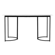 Tavolo da pranzo 140 x 80 cm (1 pezzo), tavolo da cucina moderno, struttura in metallo, tavolo rettangolare con piano in marmo moderno, piedini regolabili, ideale per la sala da pranzo o il soggiorno, bianco/nero - Bianco - Visualizzare 5