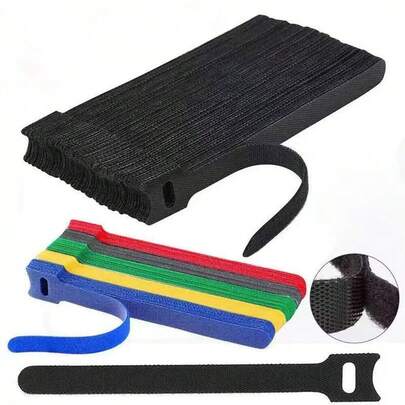 Correas de sujeción reutilizables con ganchos y lazos, correas multiusos, organizadores de cables, lazos ajustables para organizar cables, adecuados para gestión de cables/cordones de computadora/TV/electrónicos, ataduras de cables, correas con gancho y bucle para el hogar y el jardín