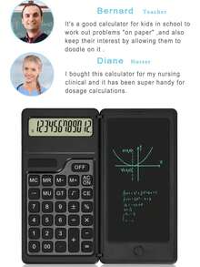 1 PIEZA Calculadora solar portátil y plegable 3 en 1 - Pantalla de escritura reutilizable con borrado con un solo clic, gran pantalla, teclas silenciosas, multifuncional para escritorio y viaje, para estudiantes, escuela, estudio, oficina y suministros de papelería - Calculadora T3 (Solar + Batería) - Ver 12