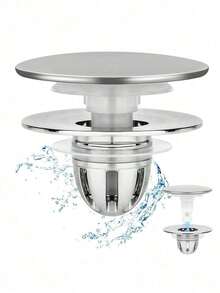 1pc Universal Tub Stopper Bathtub Drain, Pop Up BathTub Drain Plug And Cover, Replaces Bath Tub Lift And Turn, Tip-Toe And Trip Lever, Easy To Install And Clean, Stainless Steel Anti Clogging Drain Filter Bathroom Bathroom Accessories Bathroom Tools - 銀 - 查看 2