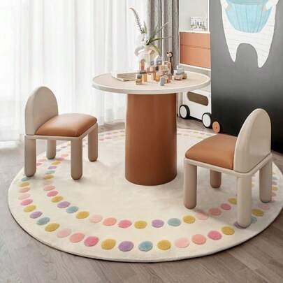 1 件彩色波点圆形地毯，优雅柔软的圆形卧室地毯，多功能柔软地垫，适用于书房和教室，情人节礼物
