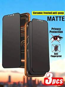 3片装磨砂隐私屏幕保护膜，兼容 17/17 Pro/13/14/15/16/17 Pro Max/Pro/16 Plus/17 Air/11/X/Xs Max/Xr，非玻璃材质，隐私保护，防指纹，无气泡，防刮擦，防指纹屏幕保护膜。 - 黑色 - 查看 35