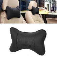 1pc Car Headrest Neck Support Cushion Pillow, Breathable Mesh Fabric, PU Leather Sides, Fiber Filled, Universal Car Neck Pillow To Relieve Headache - Multicolor - View 1