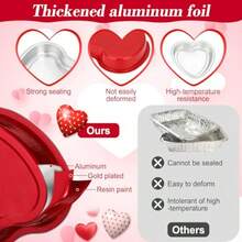 Juego de 40 moldes para tartas en forma de corazón de 9 onzas desechables de papel de aluminio para tartas de 5.4 pulgadas con tapas tazas de postre para Navidad San Valentín bodas fiesta del día - 27 (9 EE. UU.) - Ver 1