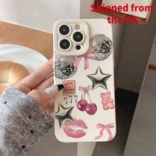 Cherry Lip Pattern Phone Case, Cute Phone Protective Cover, Phone Accessory Compatible With IPhone - Antique White - View 1