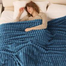 Striped Flannel Fleece BlanketUltra-Soft, Lightweight, White Blanket, Throw/Twin/King Sizes, ClassicStripe Pattern, Multi-Color, Ldeal For BedCouch, Travel, Camping, Al Seasons, Home Bedroom Decor, Gift Ldea.Cozyvibes - 藍色 - 查看 4