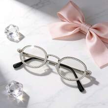 1 pieza Gafas de moda para mujer, gafas minimalistas y retro chic - Plateado - Ver 3