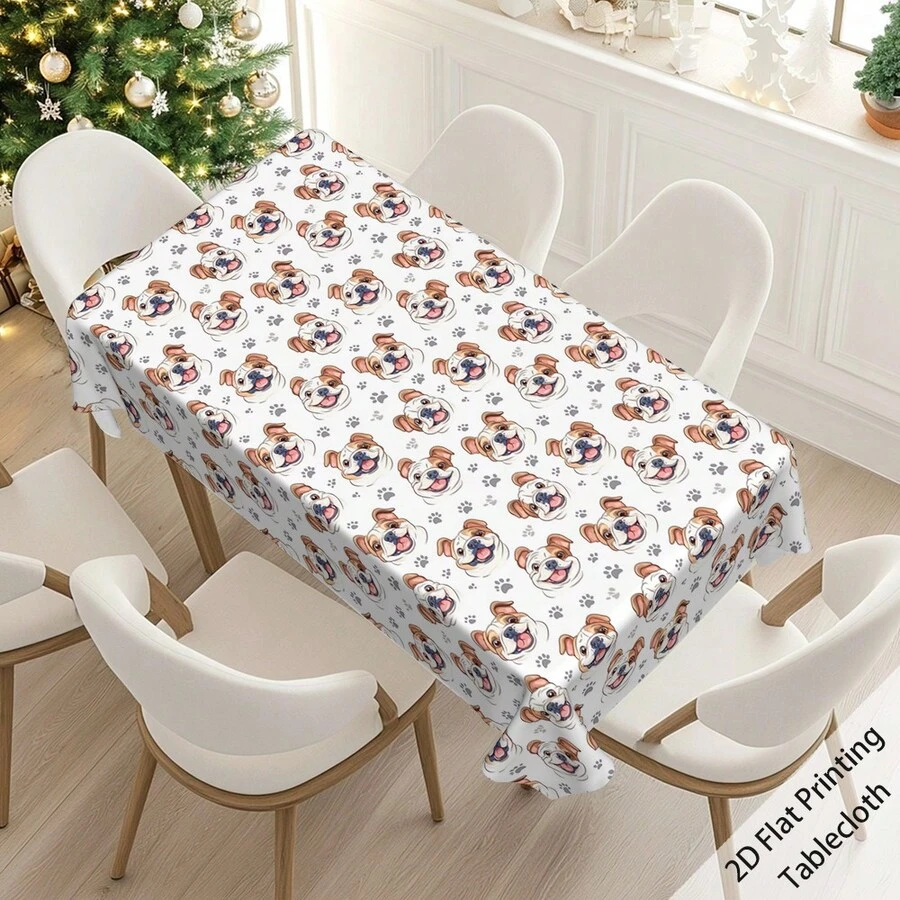 1pc Dog Head Print Elegant Style Durable Polyester Fabric, Suitable For Home, Garden, Kitchen, Camping, Holiday Parties, Weddings, Restaurants And Banquet Decorations, Wedding Season Decor