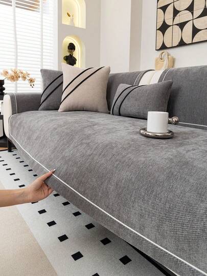 1pc Gray All-Season Sofa Cushion Cover, Classic Style Sofa Seat Pad, Pet-Friendly Anti-Scratch Sofa Slipcover, Machine Washable Home Decor Suitable For L-Shaped Sofa, Single Sofa, Loveseat, 3-Seater Sofa (Sold Separately)