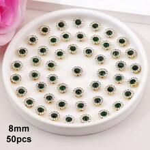 50 piezas/paquete, 8mm, 10mm, 12mm, 14mm, modelos mixtos, brillantes cristales de rhinestones con diseño de flor, base dorada, cristales de rhinestones brillantes adhesivos planos DIY para coser - multicolor - Ver 64