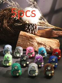 1pc/5pcs/10pcs Ramadan Spring Prayer | Arabic Style Flower & Rhinestone Enamel Counter, Portable Rosary Beads Pendant - Multicolor - View 12