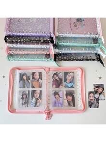 A5 Full Zip Budget Planner Wallet, PVC Clear Loose-Leaf Cover, 3" Photo/Card Holder Album - Multicolor - View 2
