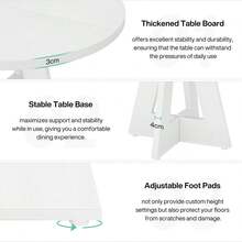 Tribesigns Farmhouse Dining Table, 120 Cm Round Dinner Table For 4, Rustic Wood Dining Room Table For Home Dining Room Living Room (Easy Assembly)(White) - White - View 10
