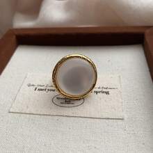 A Natural Textured Mother-Of-Pearl Round Index Finger Ring Shell Light Luxury Ring Niche Design High-End Fashion Personality Versatile - JZ0633樹脂白色 - 查看 6