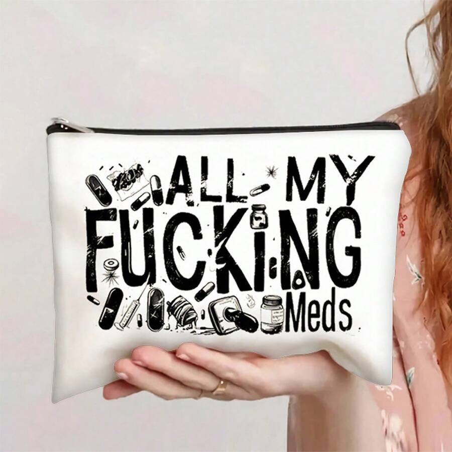 Canvas Zipper Bag For Makeup, Stationery & Toiletries - Compact & Durable Cosmetic Pouch - túi đựng thuốc - Xem 1