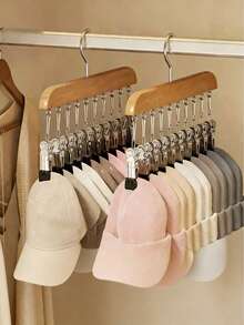 1个带10个夹子的木制多功能衣架，可用于悬挂帽子、裤子、围巾、内衣，也可作为袜子收纳架，设计简约，承重力强。