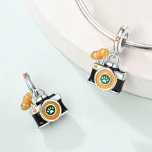 1 Piece Silver-Plated Travel Collection - Scenic Camera Bead, Colorful Zirconia Camera Bead, Travel Collection - Happiness Camera Bead, Orange Suitcase Bead, Capture The Moment Bead, Cat Bead, Adventurer Camera Charm Perfect For Original Snake Chain Bracelets, Necklaces, And Bead Strings DIY Jewelry Making Luxury BFF Gift - Multicolor - View 8