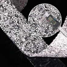 Ruy băng đính đá pha lê lấp lánh dài 1/4 thước Anh, ruy băng đính đá tự dính DIY, thích hợp trang trí bánh cưới, sinh nhật và các đồ thủ công khác. - bạc - Xem 3
