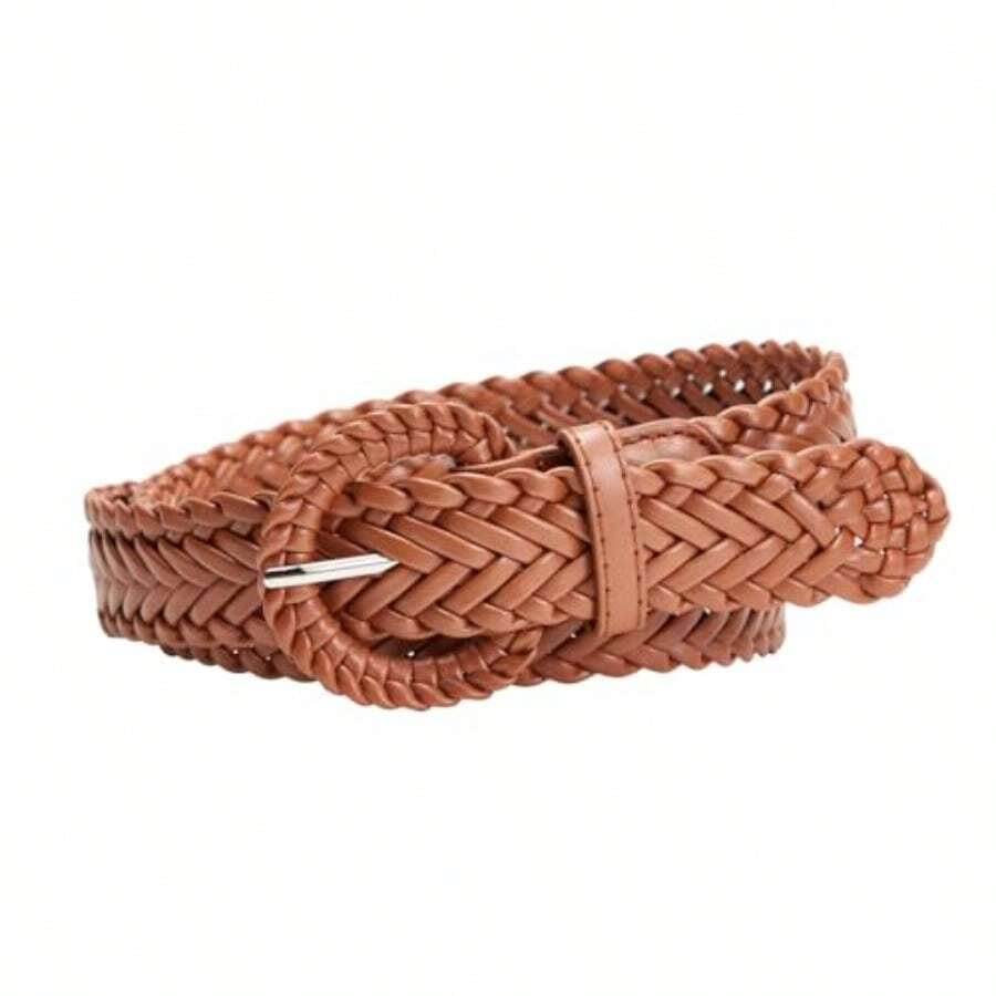 YooAi Wov Belts For Wom Braided Leather Belt Wide Fashion Boho Waist Belt For Dres Jeans Pants - Brown - View 1