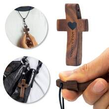 3 In 1 Wooden Cross Stress Relief Gifts Cross Charms God Is In Control Pocket Small Cross Christmas Gift Jesus Keychain Wooden Cross Fidget - Brown - View 5