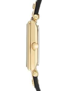 Anne Klein 女士石英正装腕表，配真皮表带 - 黑色 - 查看 3