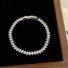 Elegant Luxury Synthetic Cubic Zirconia Tennis Bracelet, Couples Sparkling Jewelry Gift For Valentine's Day, Wedding, Party, Nightclub - Tennis Chain - View 2