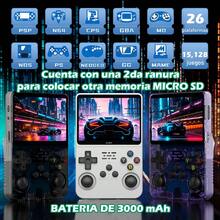 Consola De Videojuegos Portátil Retro Con Memoria 64GB 15000+ Juegos Incorporados Y Batería Incluida - Morado - Ver 3