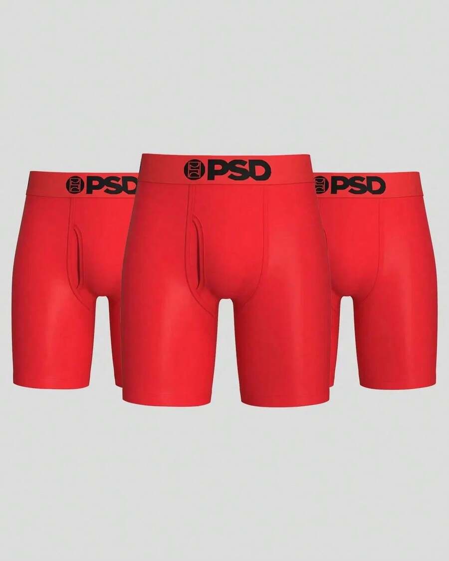 PSD Men's Boxer Briefs Modal 3 Pack - Red -  Underwear - Men's Underwear - Men's Boxers - Men Underwear - 紅色 - 查看 1