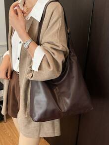 复古通勤纹理单肩包，新款韩版时尚腋下包，女士手提包 - 彩色 - 查看 7