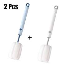 2/1个海绵瓶刷，长柄软海绵杯刷，海绵头+PP手柄，可拆卸清洁头，瓶杯清洁工具，厨房清洁配件，便携式手动操作，柔和色调，符合人体工学的纹理手柄，适用于家庭厨房，可清洁杯子、水瓶、马克杯、咖啡杯、酒杯等，圣诞礼物 - 彩色 - 查看 25