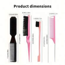 4 pezzi Set di spazzole e pettini per capelli per bambini, spazzola per arricciare con corona alta + pettine per trecce + pettine per sopracciglia, adatto per tutti i tipi di capelli, pettine per pulizia, pettine 2-in-1 per acconciature, pettine portatile a denti fini, strumenti multifunzione per lo styling dei capelli - Multicolore - Visualizzare 3